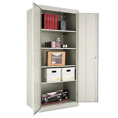 Alera® Assembled Heavy-Duty Welded Storage Cabinet, Four Adjustable Shelves, Light Gray, 78" High