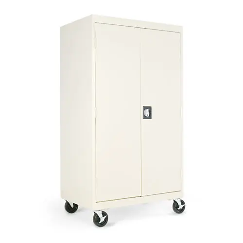 Alera® Assembled Mobile Storage Cabinet with Adjustable Shelves, Putty, 36"W x 24"D x 66"H