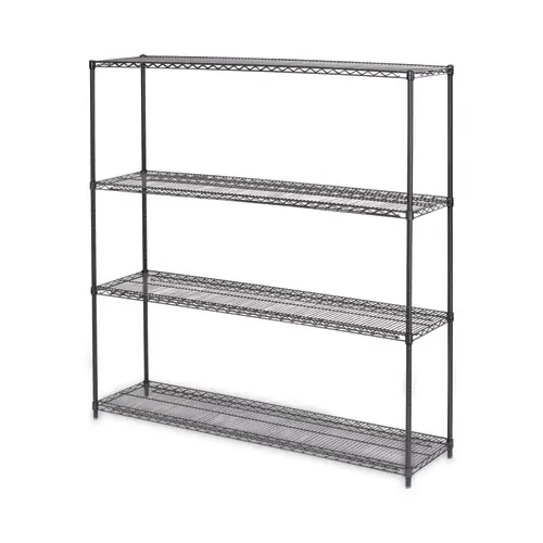Alera® BA Plus Wire Shelving Kit, Four-Shelf, 72w x 18d x 72h, Black Anthracite Plus