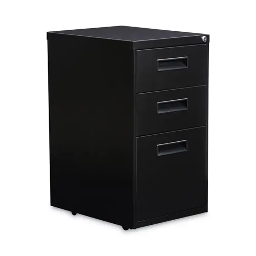 Alera® File Pedestal, 3-Drawer Mobile/Freestanding, Black, 14.96"W x 19.29"D x 27.75"H