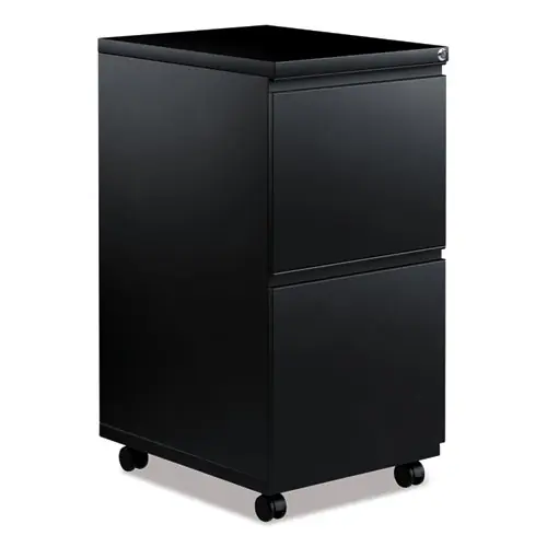 Alera® File Pedestal with Full-Length Pull, 2 Legal/Letter-Size File Drawers, Black
