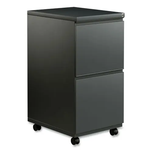 Alera® File Pedestal with Full-Length Pull, Left or Right, 2 Legal/Letter-Size File Drawers, Charcoal