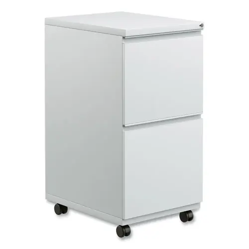 Alera® File Pedestal with Full-Length Pull, Left or Right, 2 Legal/Letter-Size File Drawers, Light Gray