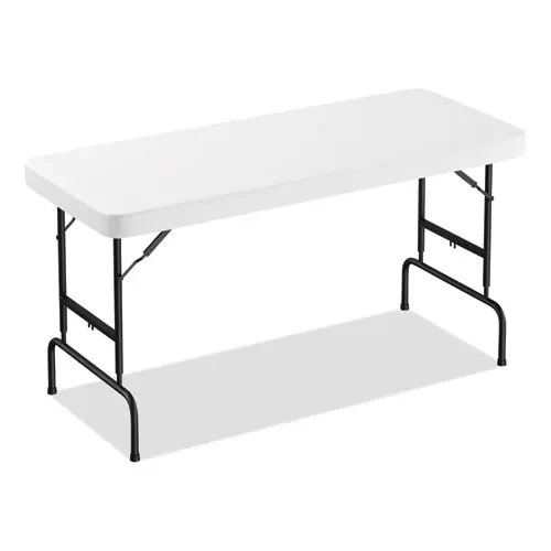 Alera® Fold in Half Plastic Folding Table, Rectangular, 72w x 29.63d x 29.25 to 37.13h, White