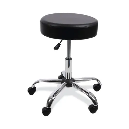Alera® Height Adjustable Lab Stool, Backless, Supports Up to 275 lb, Black Seat, Chrome Base
