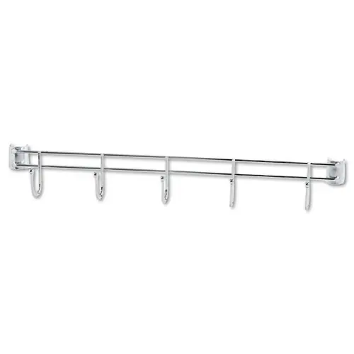 Alera® Hook Bars For Wire Shelving, Five Hooks, 24" Deep, Silver, 2 Bars/Pack
