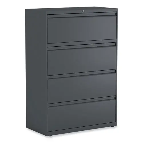 Alera® Lateral File, 4-Drawer, Charcoal, 36"W x 18.63"D x 52.5"H