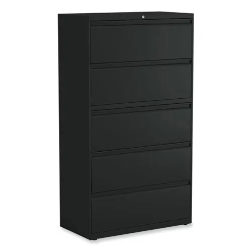 Alera® Lateral File, 5-Drawer, Black, 36"W x 18.63"D x 67.63"H