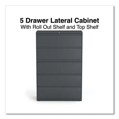 Alera® Lateral File, 5-Drawer, Charcoal, 42"W x 18.63"D x 67.63"H