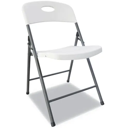 Alera® Molded Resin Folding Chair, Supports Up to 225 lb, 18.19" Seat Height, White Seat, White Back, Dark Gray Base, 4/Carton
