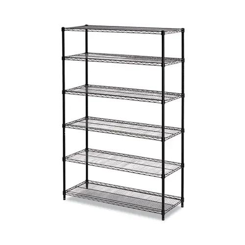 Alera® NSF Certified 6-Shelf Wire Shelving Kit, 48w x 18d x 72h, Black