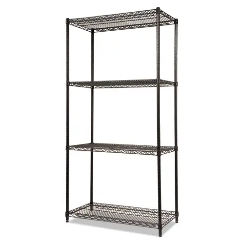Alera® NSF Certified Industrial Four-Shelf Wire Shelving Kit, 36w x 18d x 72h, Black