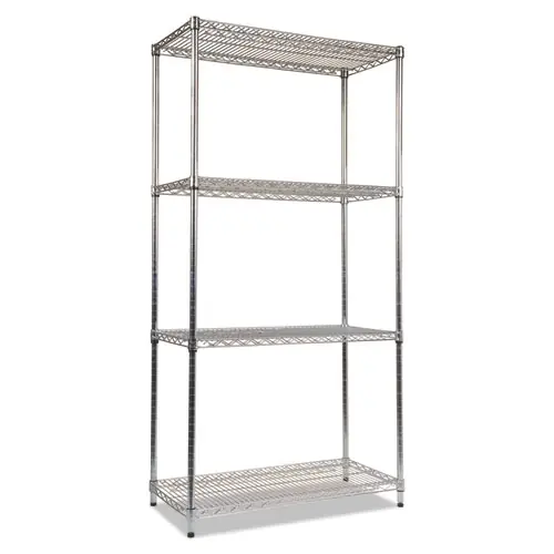 Alera® NSF Certified Industrial Four-Shelf Wire Shelving Kit, 36w x 18d x 72h, Silver