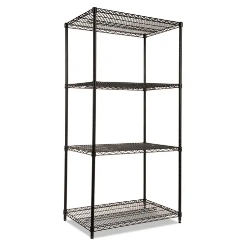 Alera® NSF Certified Industrial Four-Shelf Wire Shelving Kit, 36w x 24d x 72h, Black