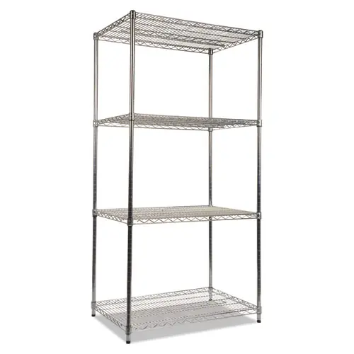 Alera® NSF Certified Industrial Four-Shelf Wire Shelving Kit, 36w x 24d x 72h, Silver