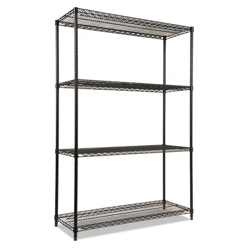 Alera® NSF Certified Industrial Four-Shelf Wire Shelving Kit, 48w x 18d x 72h, Black