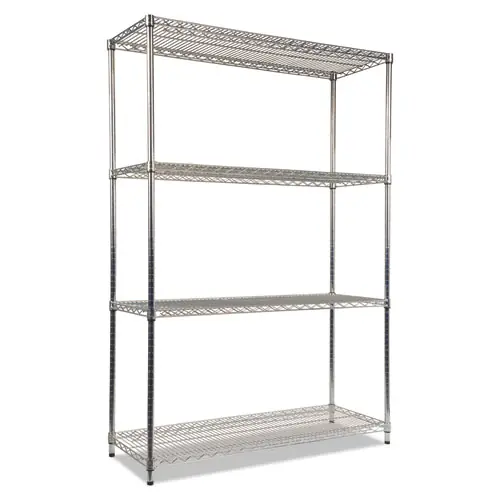 Alera® NSF Certified Industrial Four-Shelf Wire Shelving Kit, 48w x 18d x 72h, Silver