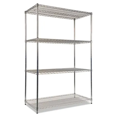 Alera® NSF Certified Industrial Four-Shelf Wire Shelving Kit, 48w x 24d x 72h, Silver