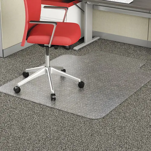 Alera® Occasional Use Studded Chair Mat for Flat Pile Carpet, 45 x 53, Wide Lipped, Clear