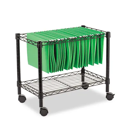 Alera® One-Tier File Cart for Side-to-Side Filing, Metal, Black, 24" x 14" x 21"