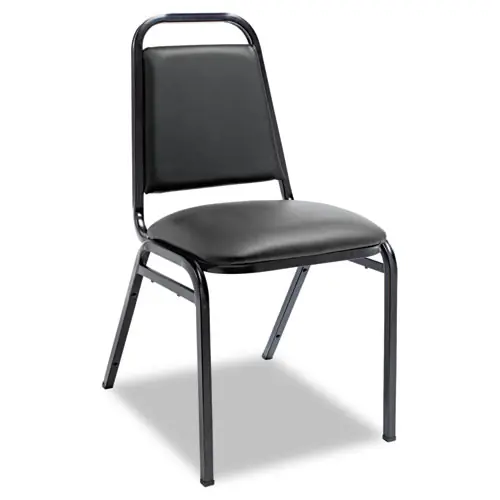 Alera® Padded Steel Stacking Chair, Supports Up to 250 lb, 18.5" Seat Height, Black Seat, Black Back, Black Base, 4/Carton