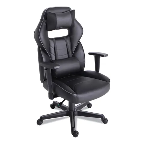 Alera® Racing Style Ergonomic Gaming Chair, Supports 275 lb, 15.91" to 19.8" Seat Height, Black/Gray Trim, Black/Gray Base