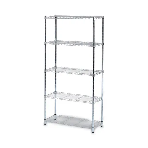 Alera® Residential Wire Shelving, Five-Shelf, 36w x 14d x 72h, Silver