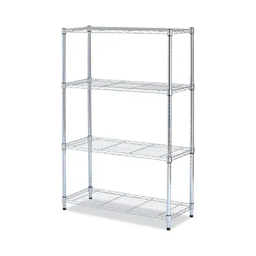 Alera® Residential Wire Shelving, Four-Shelf, 36w x 14d x 54h, Silver