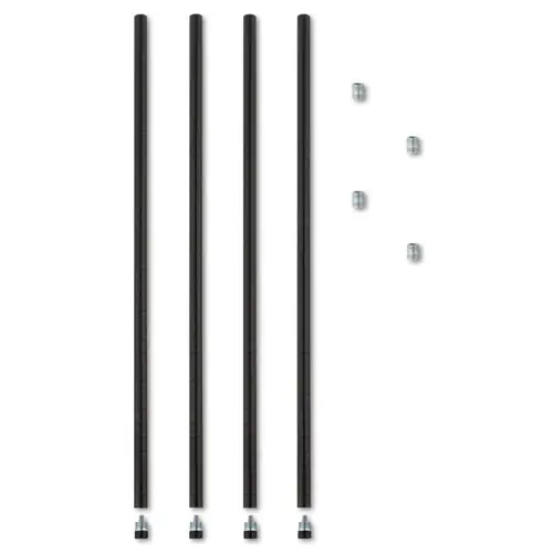 Alera® Stackable Posts For Wire Shelving, 36" High, Black, 4/Pack