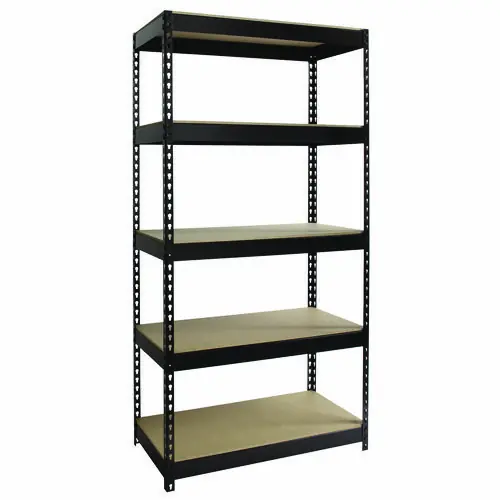 Alera® Steel Shelving Unit with Particleboard Shelves, Five-Shelf, 36w x 18d x 72h, Steel, Black