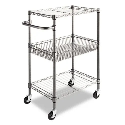 Alera® Three-Tier Wire Cart with Basket