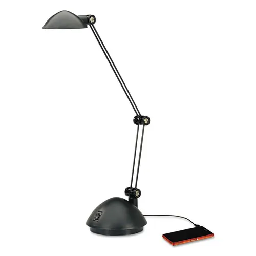 Alera® Twin-Arm Task LED Lamp with USB Port, Black