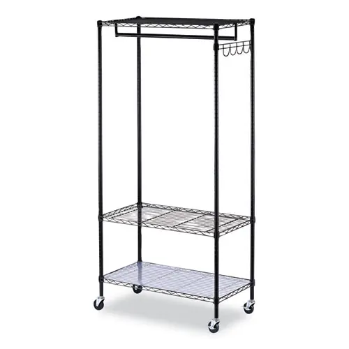 Alera® Wire Shelving Garment Rack, Black, 36" W x 18" D x 75" H, Holds 30 Garments
