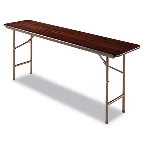 Alera® Wood Folding Table, Mahogany, Rectangular, 71.88"W x 17.75"D x 29.13"H