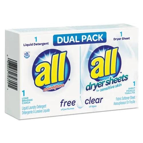 All® Free Clear HE Liquid Laundry Detergent & Dryer Sheet Dual Vend Pack, 100 Count