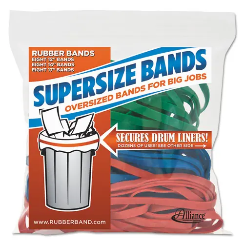 Alliance® SuperSize Bands, 0.25" Wide, Assorted Lengths, Assorted Colors, 24/Pack