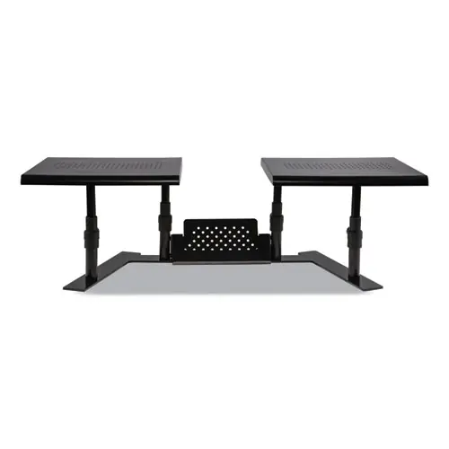 Allsop® Metal Art ErgoTwin Dual Monitor Stand, Black, Adjustable Width and Height, Supports 20 lb Per Shelf