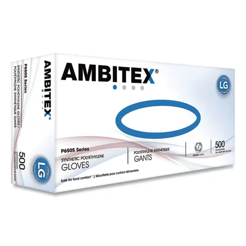 AMBITEX® P6505 Series Polyethylene Gloves, Large, Clear, 500/Box