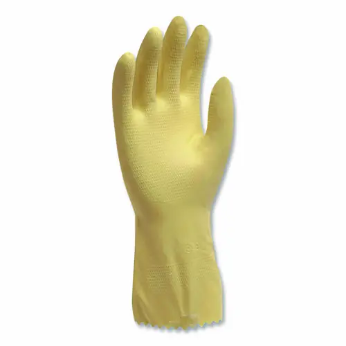AMBITEX® Pro L6500 Series Flock-Lined Latex Gloves, Medium, Yellow, 12 Pairs