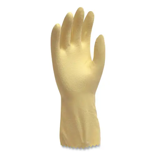 AMBITEX® Pro L6500 Series Flock-Lined Latex Gloves, Small, Yellow, 12 Pairs
