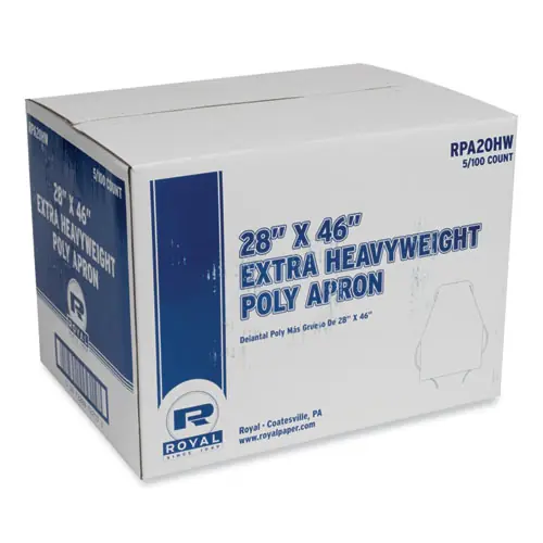 AmerCareRoyal® Heavyweight Poly Aprons, White, 500/Carton