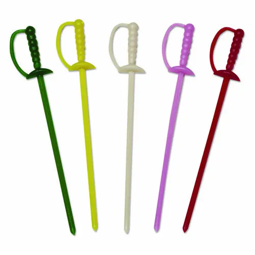 AmerCareRoyal® Sword Picks, Plastic, 3.25", Assorted Colors, 10,000/Carton