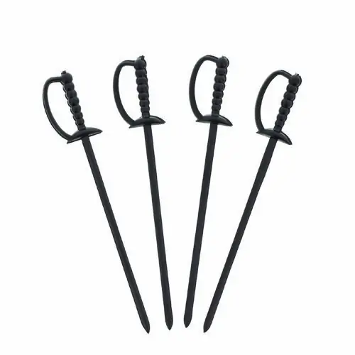 AmerCareRoyal® Sword Picks, Plastic, 6", Black, 1,000/Box, 10 Boxes/Carton