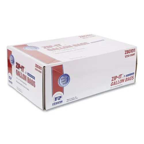 AmerCareRoyal® Zipper Bags, Gallon, 10.5" x 10.98", Clear, 250/Carton