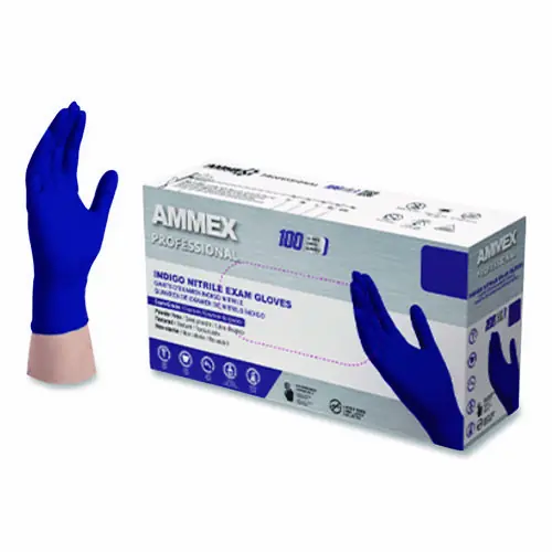 AMMEX® Professional Nitrile Exam Gloves, Powder-Free, Indigo, X-Large, 100/Box