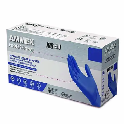 AMMEX® Professional Nitrile Exam Gloves, Powder-Free, Medium, Blue, 100/Box