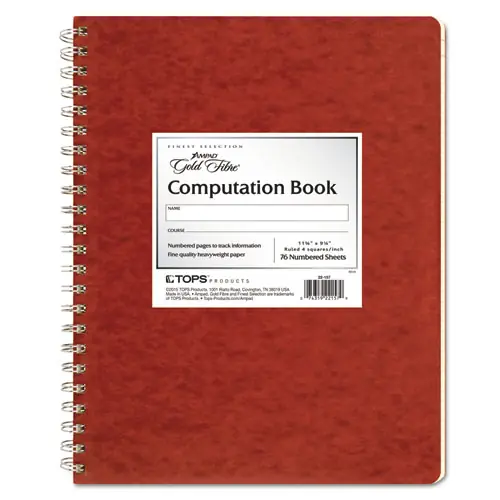 Ampad® Computation Book, Quadrille Rule (4 sq/in), Brown Cover, 76 Sheets, 11.75 x 9.25 inches