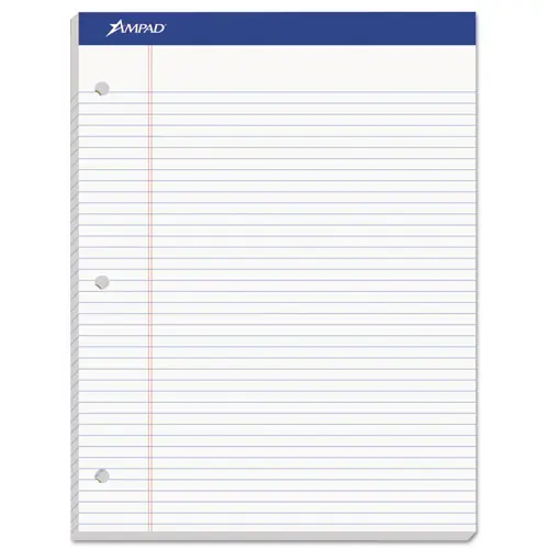 Ampad® Double Sheet Pads, Wide/Legal Rule, 100 White Sheets, 8.5" x 11.75"