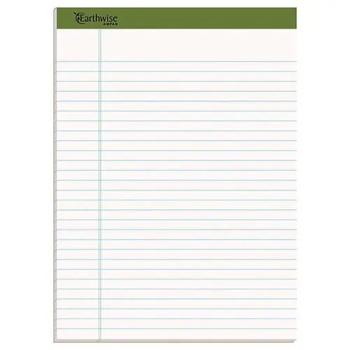 Ampad® Earthwise by Ampad Recycled Writing Pad, Wide/Legal Rule, 50 White Sheets, Size 8.5 x 11.75, Dozen