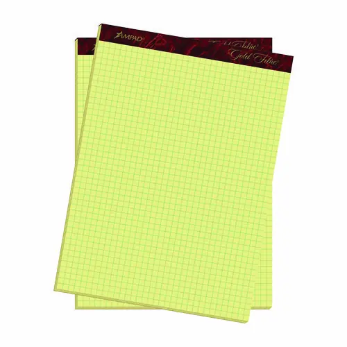 Ampad® Gold Fibre Canary Quadrille Pads, Quadrille Rule (4 sq/in), 50 Sheets, 8.5 x 11.75, Canary